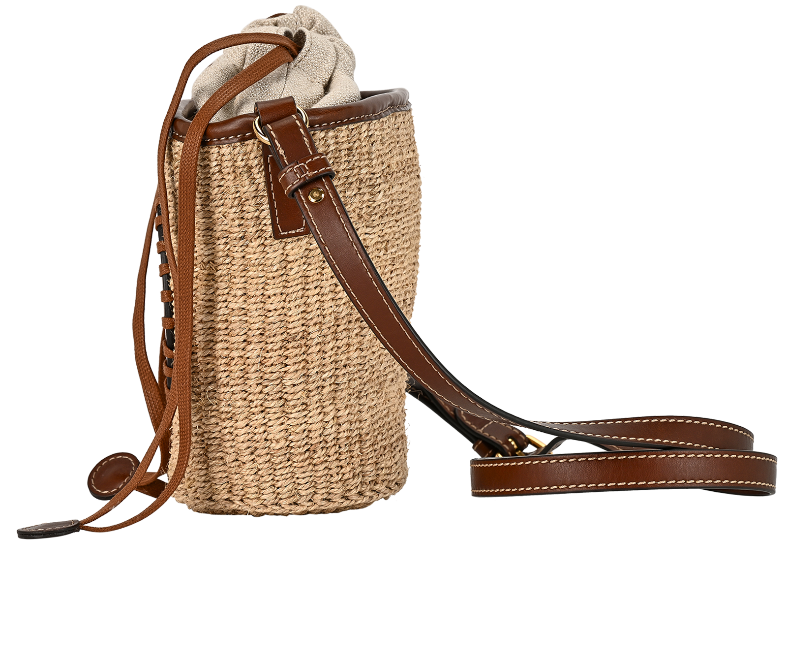 Logo Bucket Bag, &pound;230, Handbags, Beige/Brown, Raffia, Bottom view